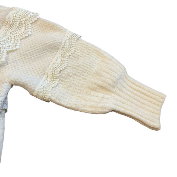 EXPRESS Tiered Lace Ribbed Wool Blend Sweater Pullover - Picture 9 of 13